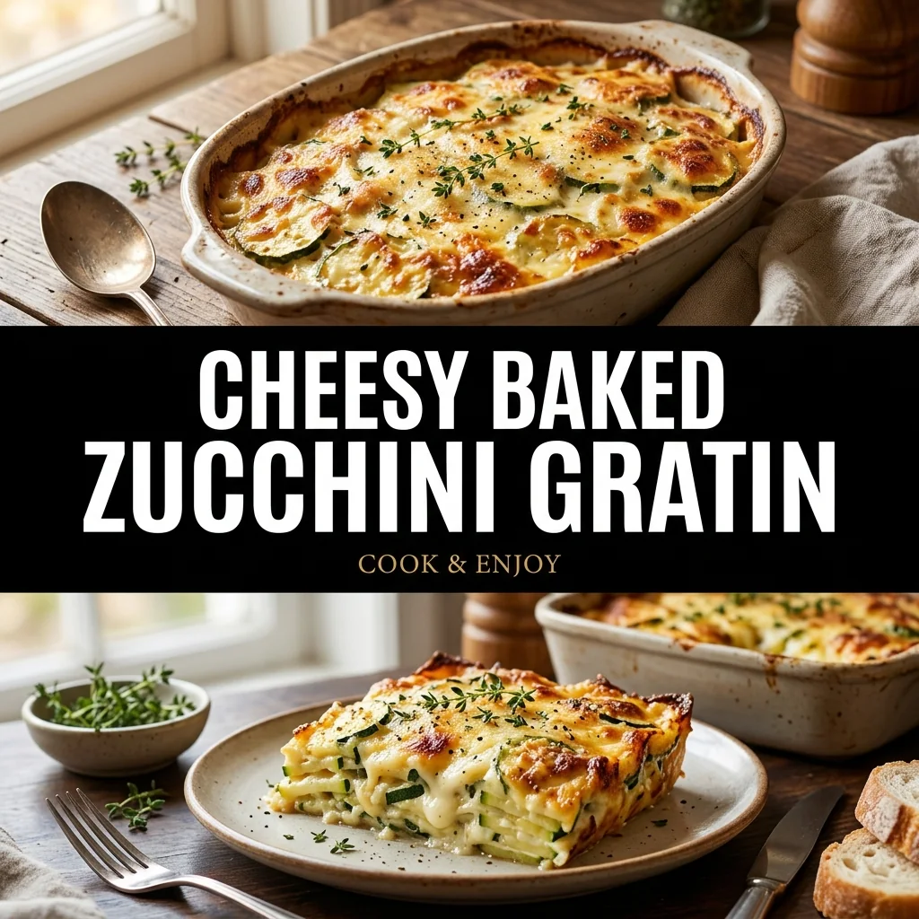 Cheesy Baked Zucchini Gratin food illustration