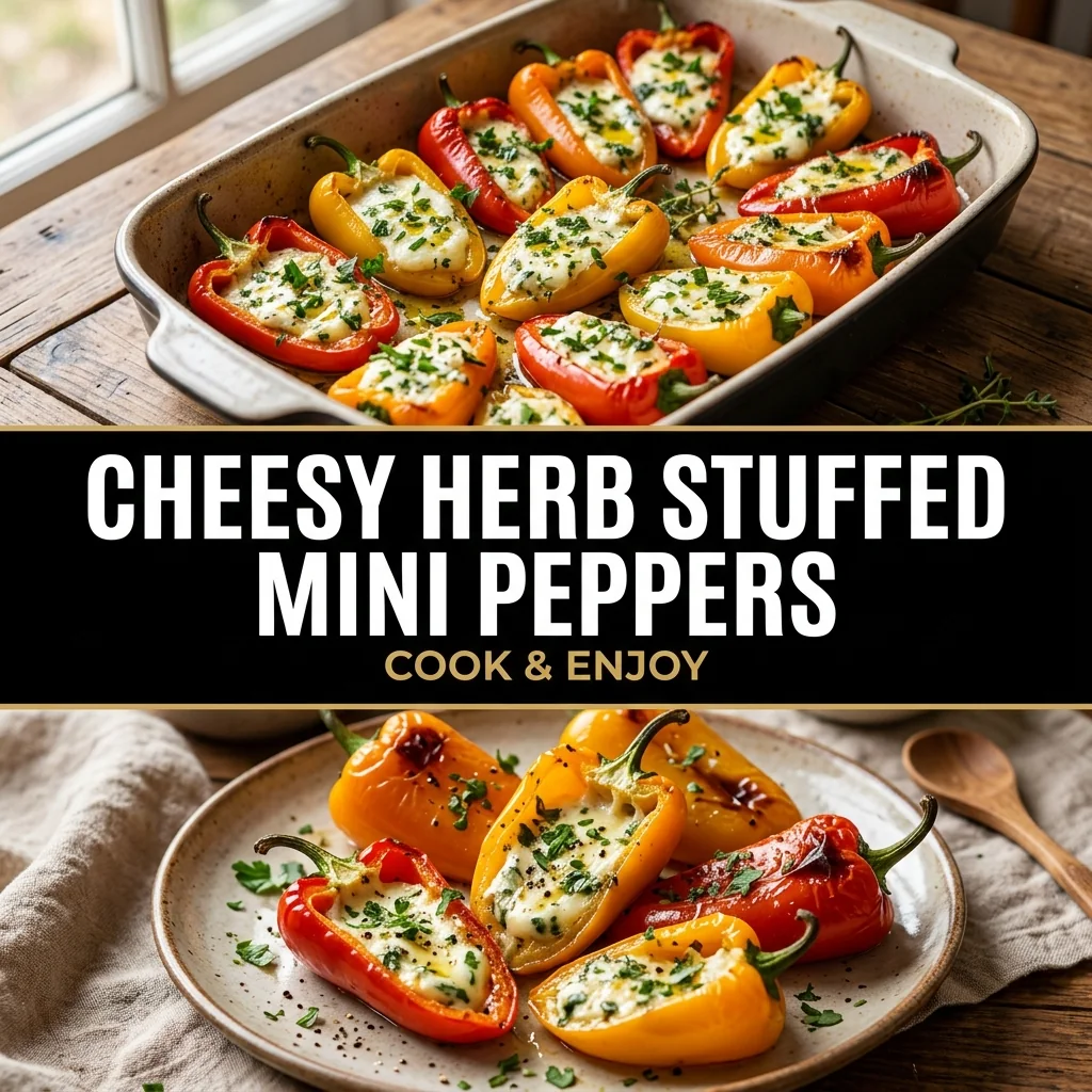 Cheesy Herb Stuffed Mini Peppers food illustration