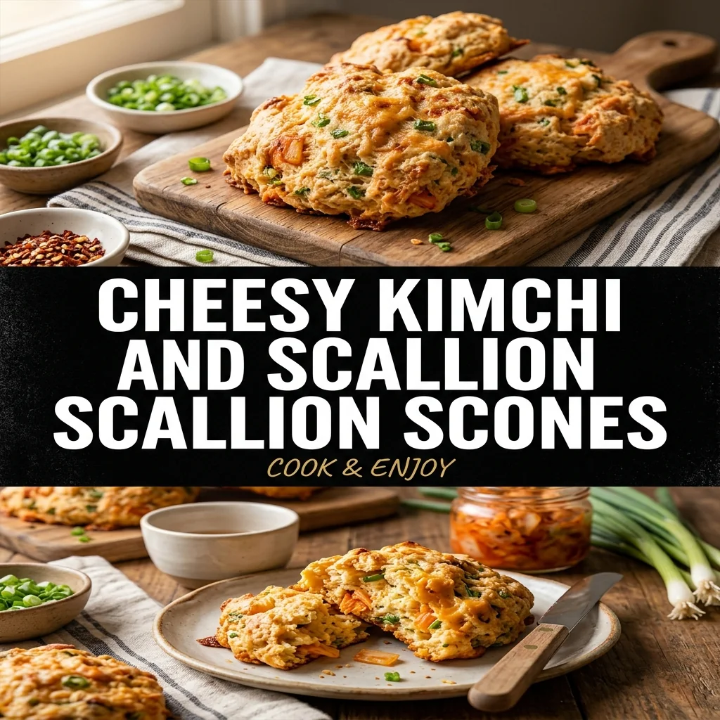 Cheesy Kimchi and Scallion Scones food illustration