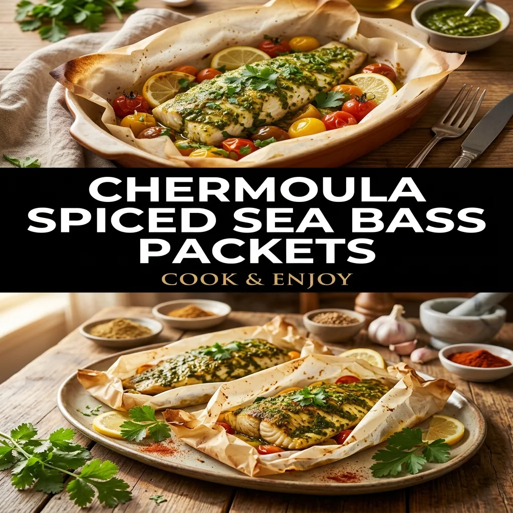 Chermoula Spiced Sea Bass Packets food illustration