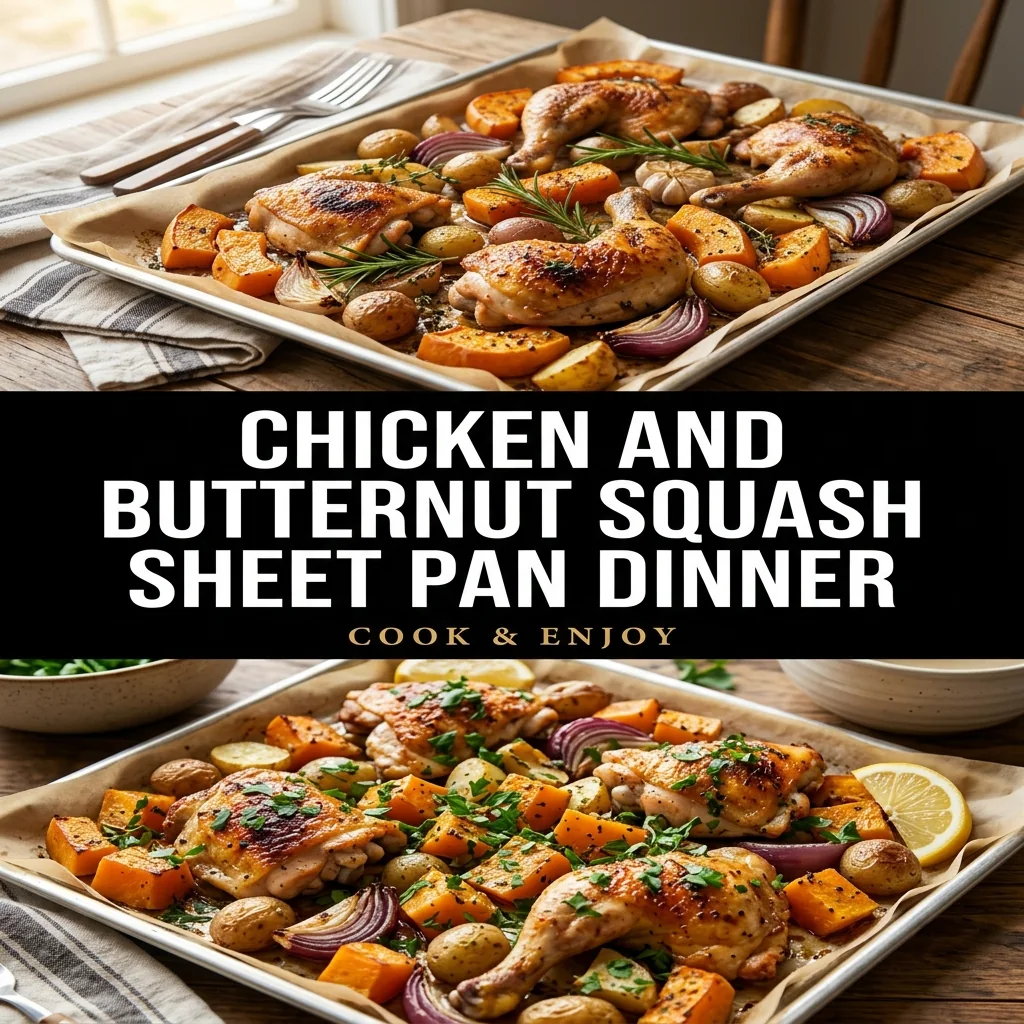 Chicken and Butternut Squash Sheet Pan Dinner food illustration
