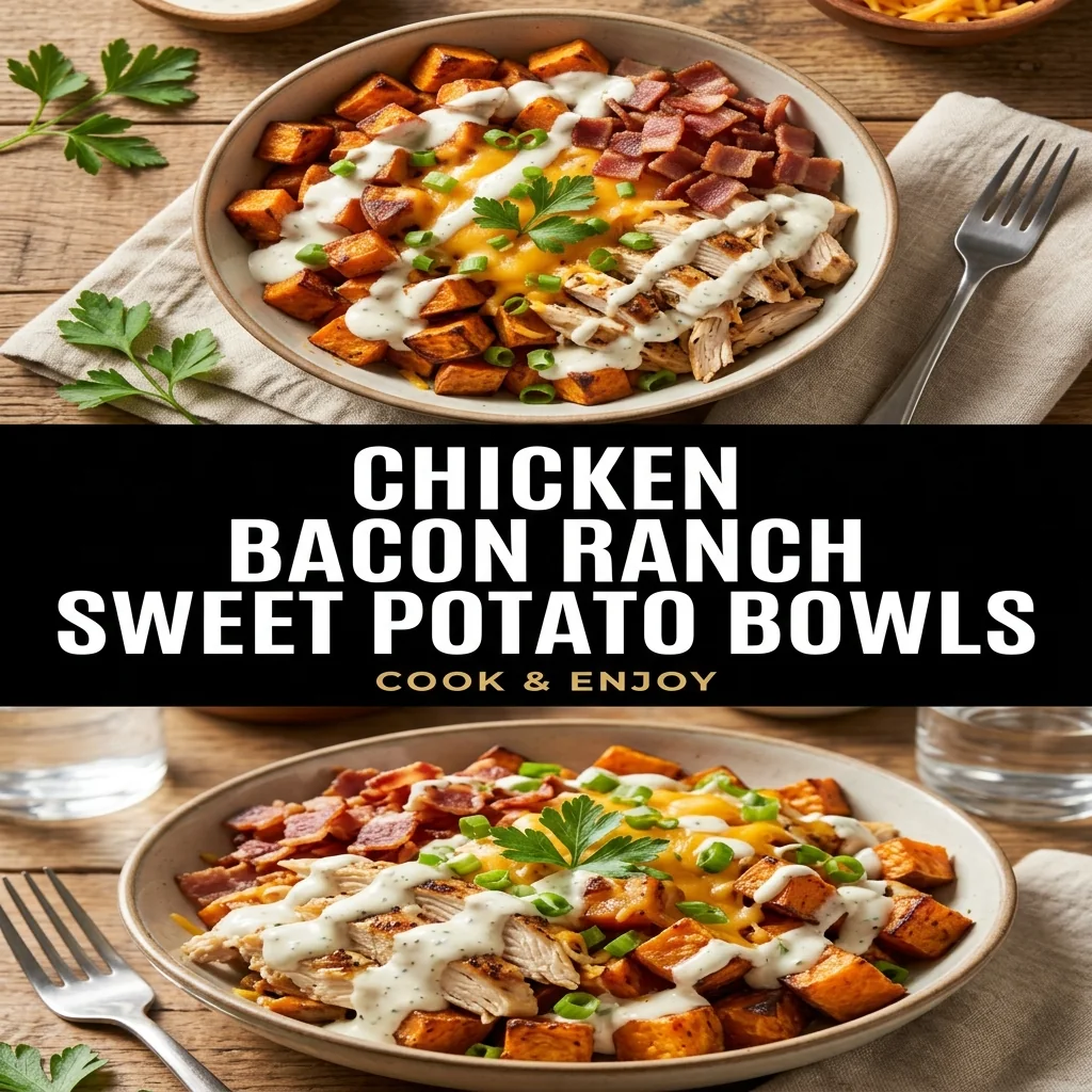 Chicken Bacon Ranch Sweet Potato Bowls recipe poster