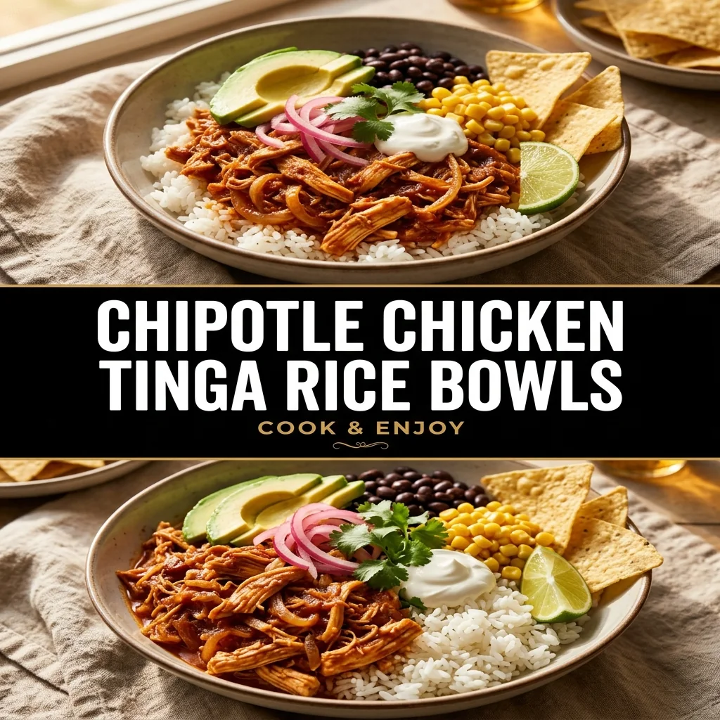 Chipotle Chicken Tinga Rice Bowls food illustration