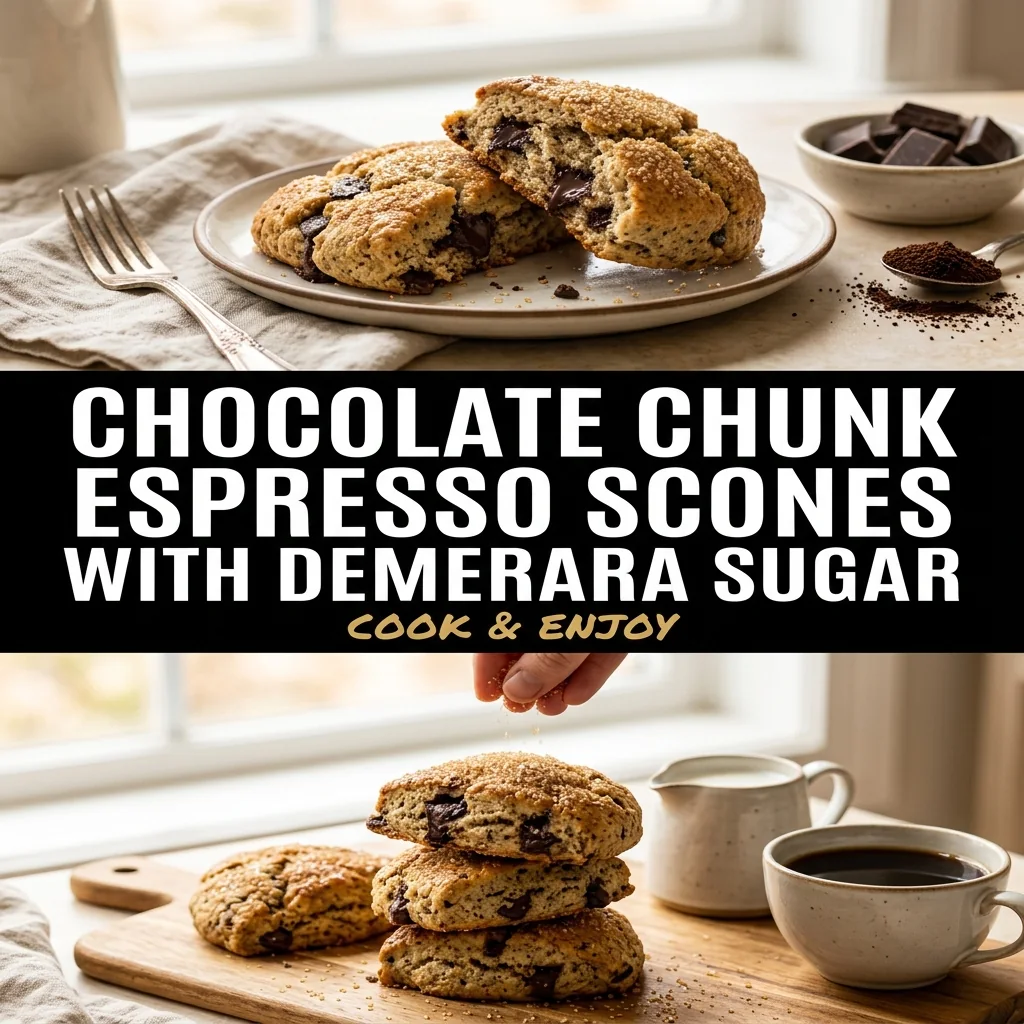 Chocolate Chunk Espresso Scones with Demerara Sugar food illustration