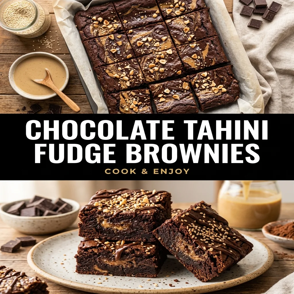 Chocolate Tahini Fudge Brownies food illustration