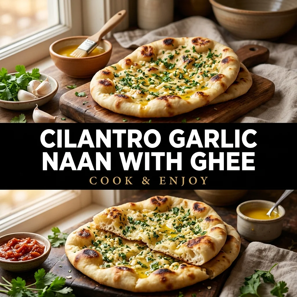 Cilantro Garlic Naan with Ghee food illustration