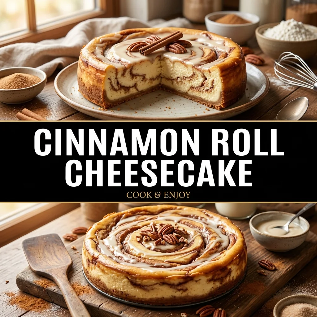 Cinnamon Roll Cheesecake recipe poster