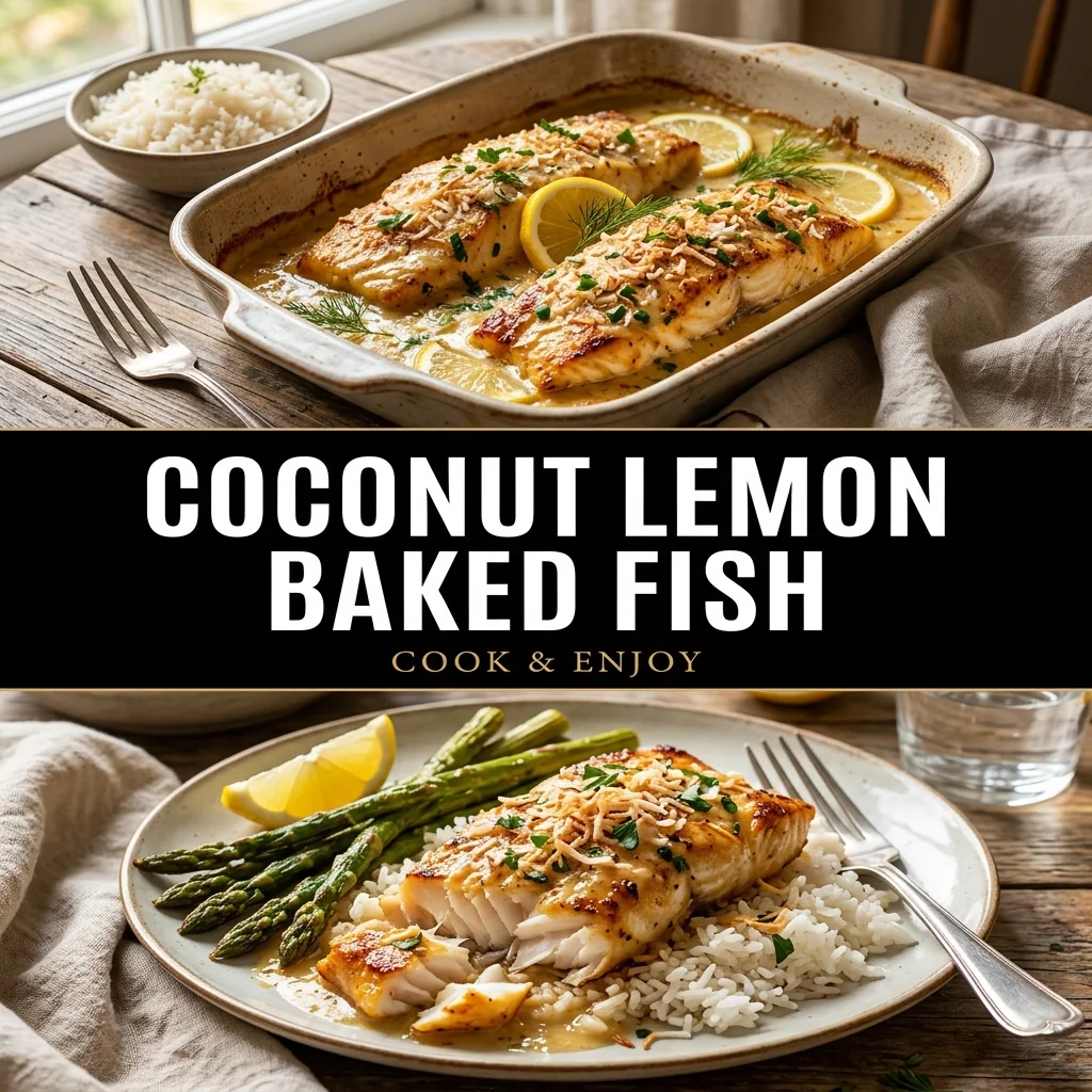 Coconut Lemon Baked Fish recipe poster
