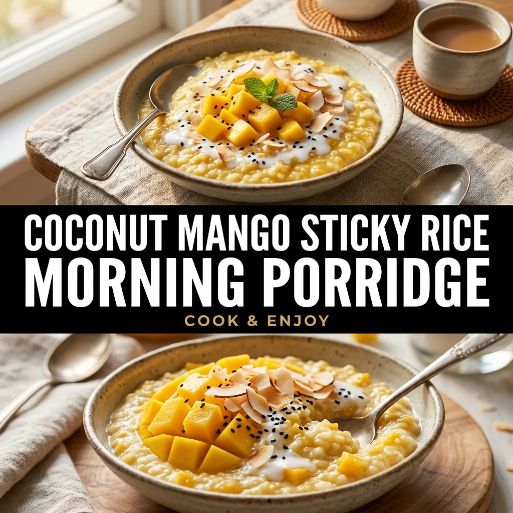 Coconut Mango Sticky Rice Morning Porridge food illustration
