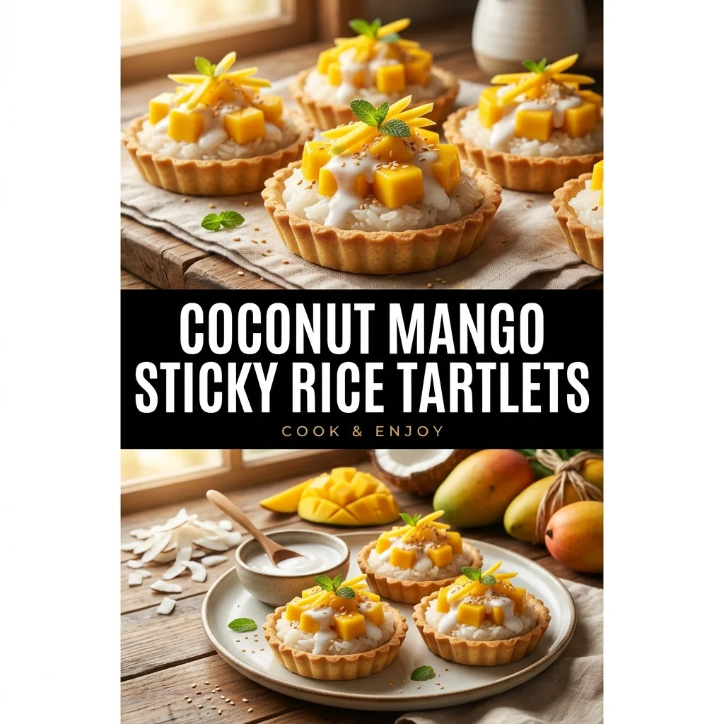 Coconut Mango Sticky Rice Tartlets food illustration