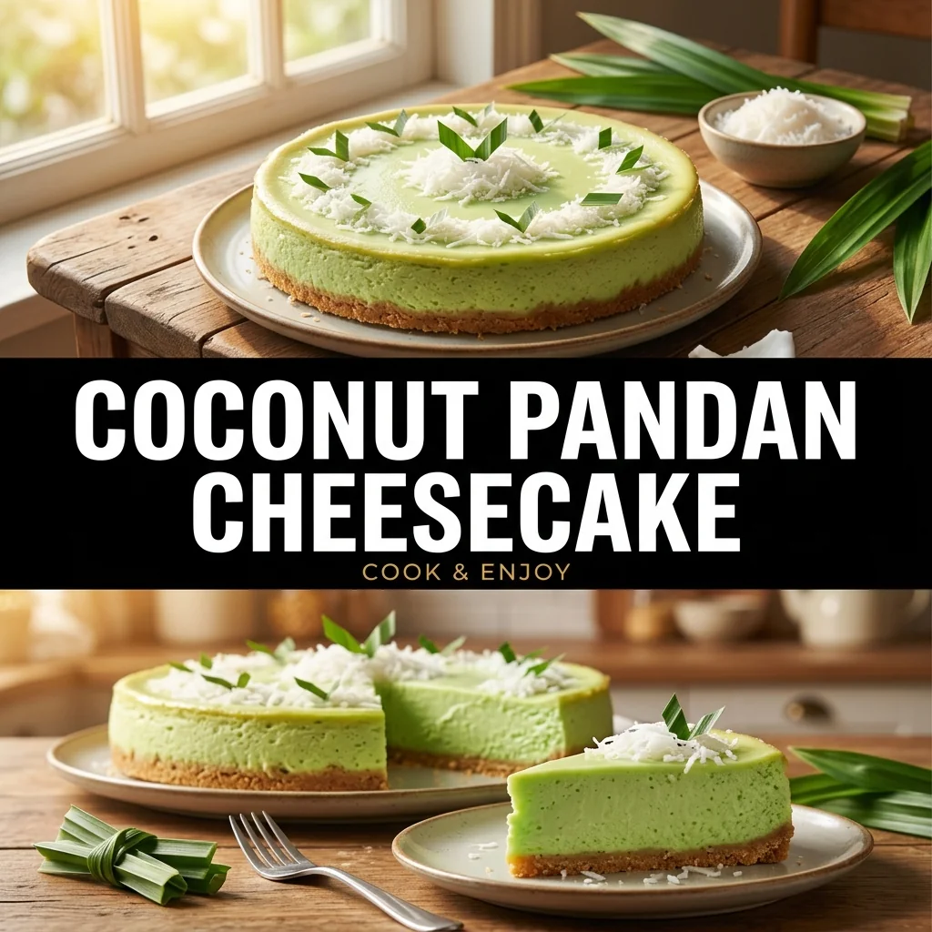 Coconut Pandan Cheesecake food illustration