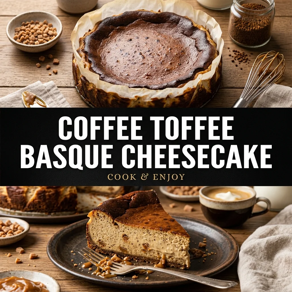 Coffee Toffee Basque Cheesecake food illustration