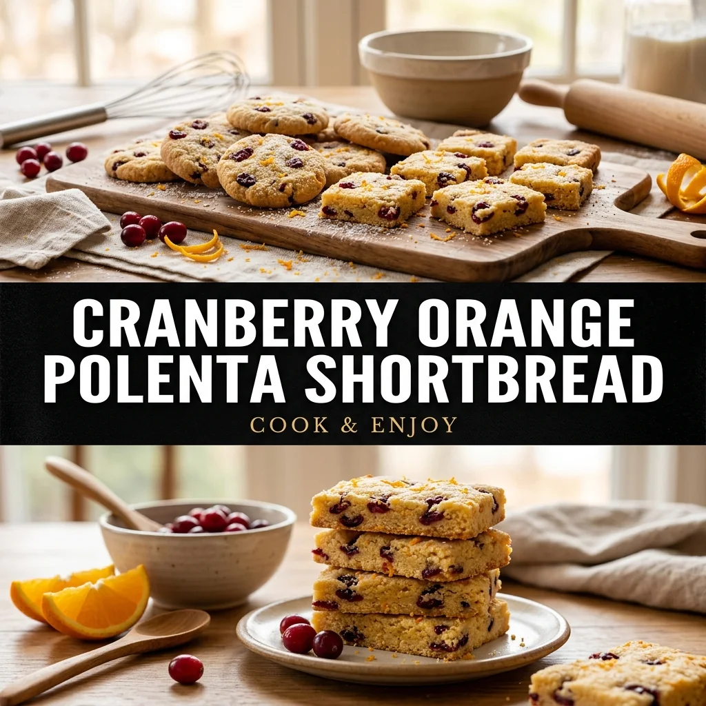Cranberry Orange Polenta Shortbread food illustration