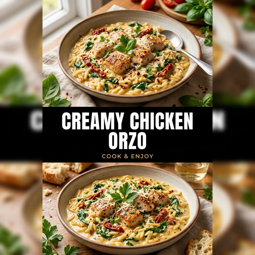 Creamy Chicken Orzo recipe poster