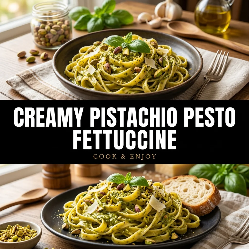 Creamy Pistachio Pesto Fettuccine recipe poster