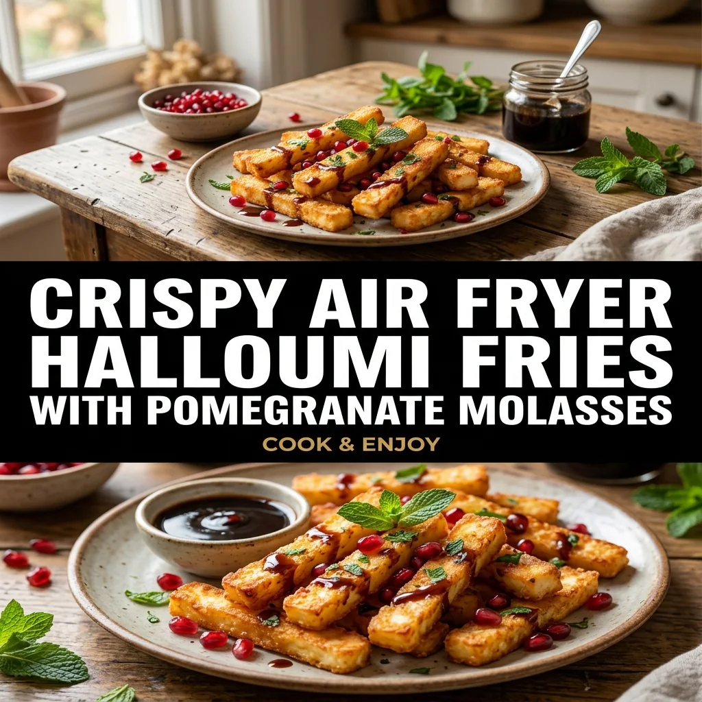 Crispy Air Fryer Halloumi Fries with Pomegranate Molasses food illustration