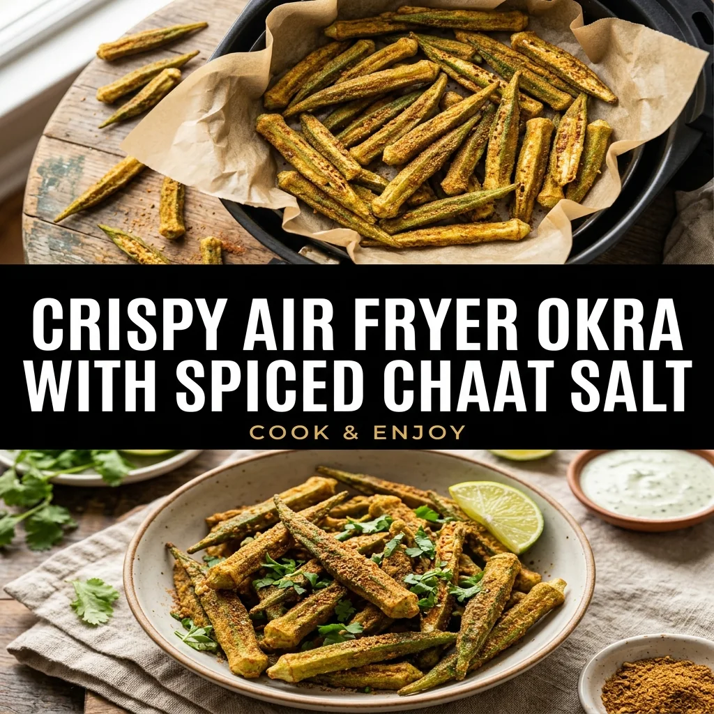 Crispy Air Fryer Okra with Spiced Chaat Salt food illustration