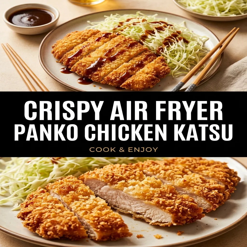 Crispy Air Fryer Panko Chicken Katsu food illustration