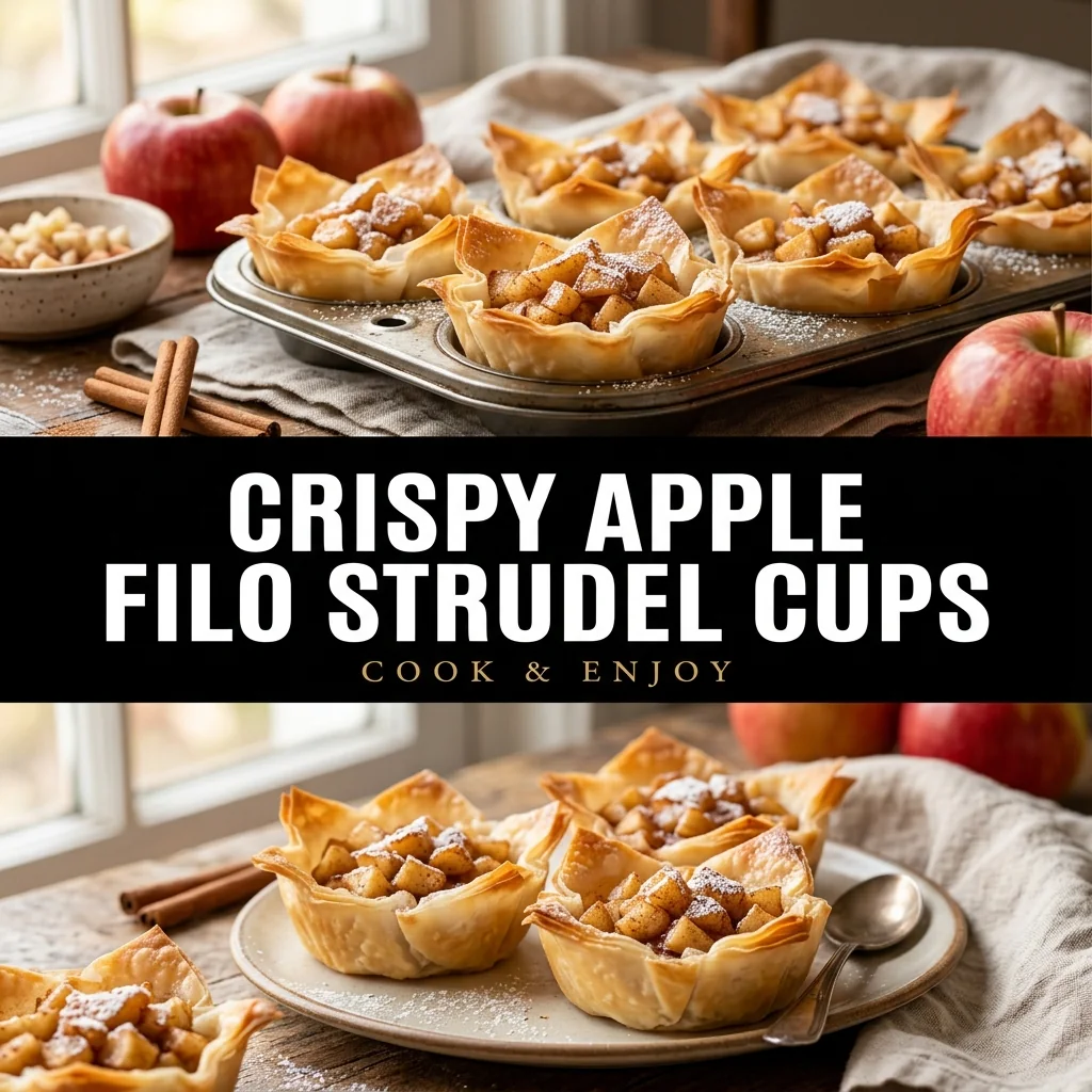 Crispy Apple Filo Strudel Cups food illustration