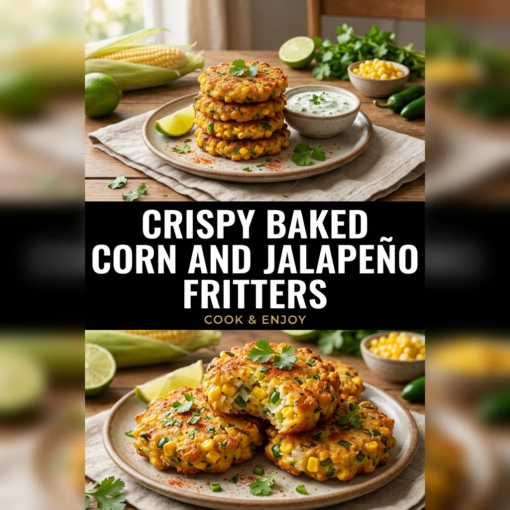Crispy Baked Corn and Jalapeño Fritters food illustration