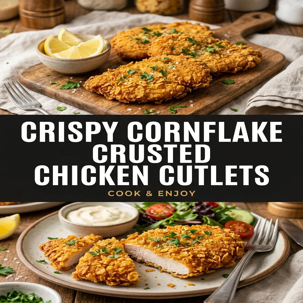 Crispy Cornflake Crusted Chicken Cutlets food illustration