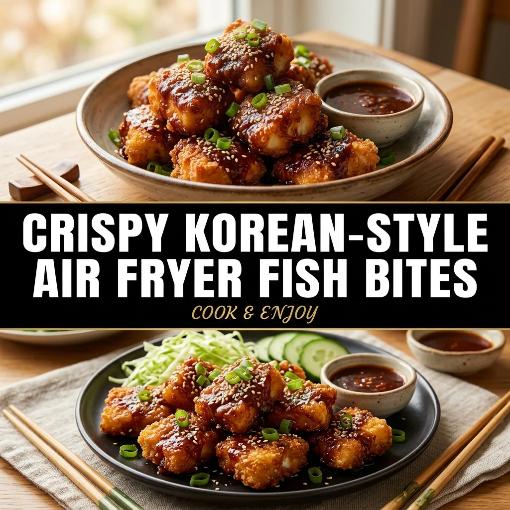 Crispy Korean-Style Air Fryer Fish Bites food illustration