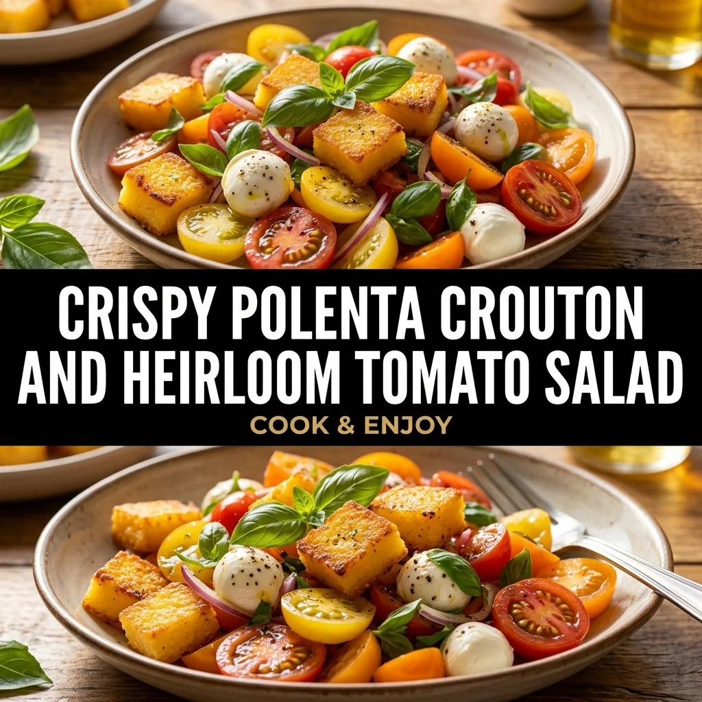 Crispy Polenta Crouton and Heirloom Tomato Salad food illustration