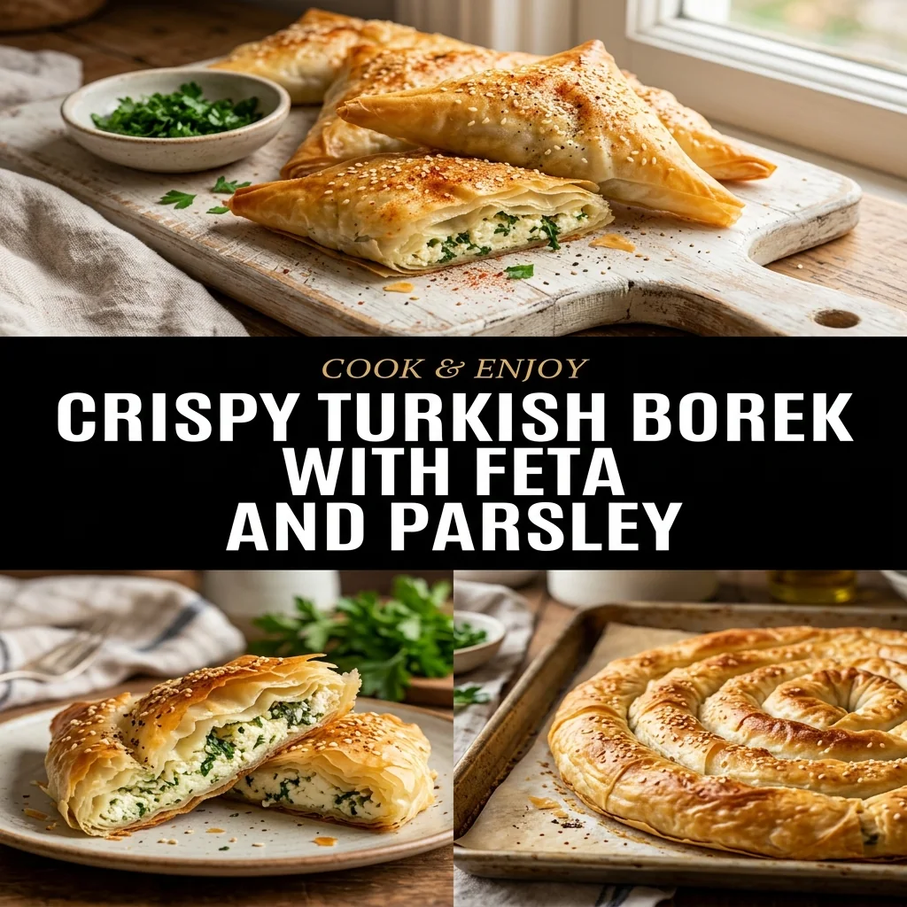 Crispy Turkish Borek with Feta and Parsley food illustration