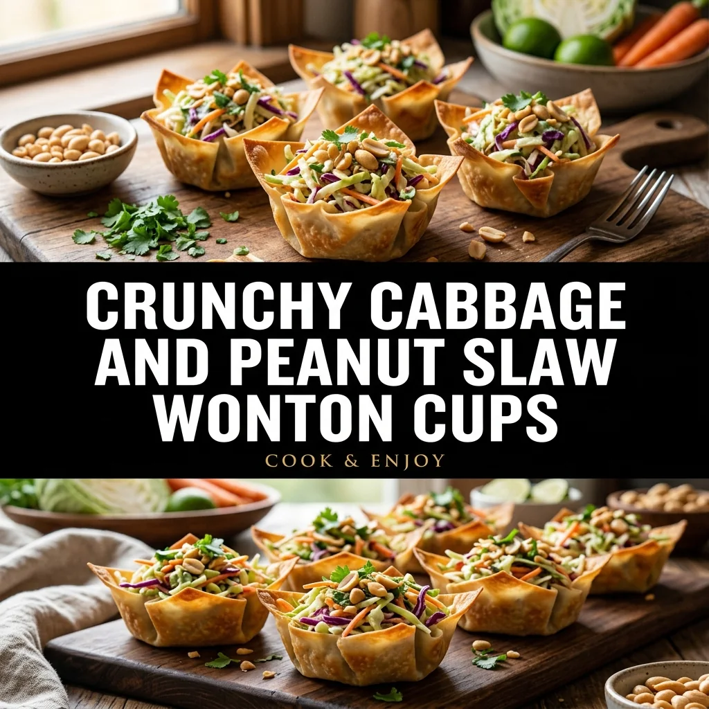 Crunchy Cabbage and Peanut Slaw Wonton Cups food illustration