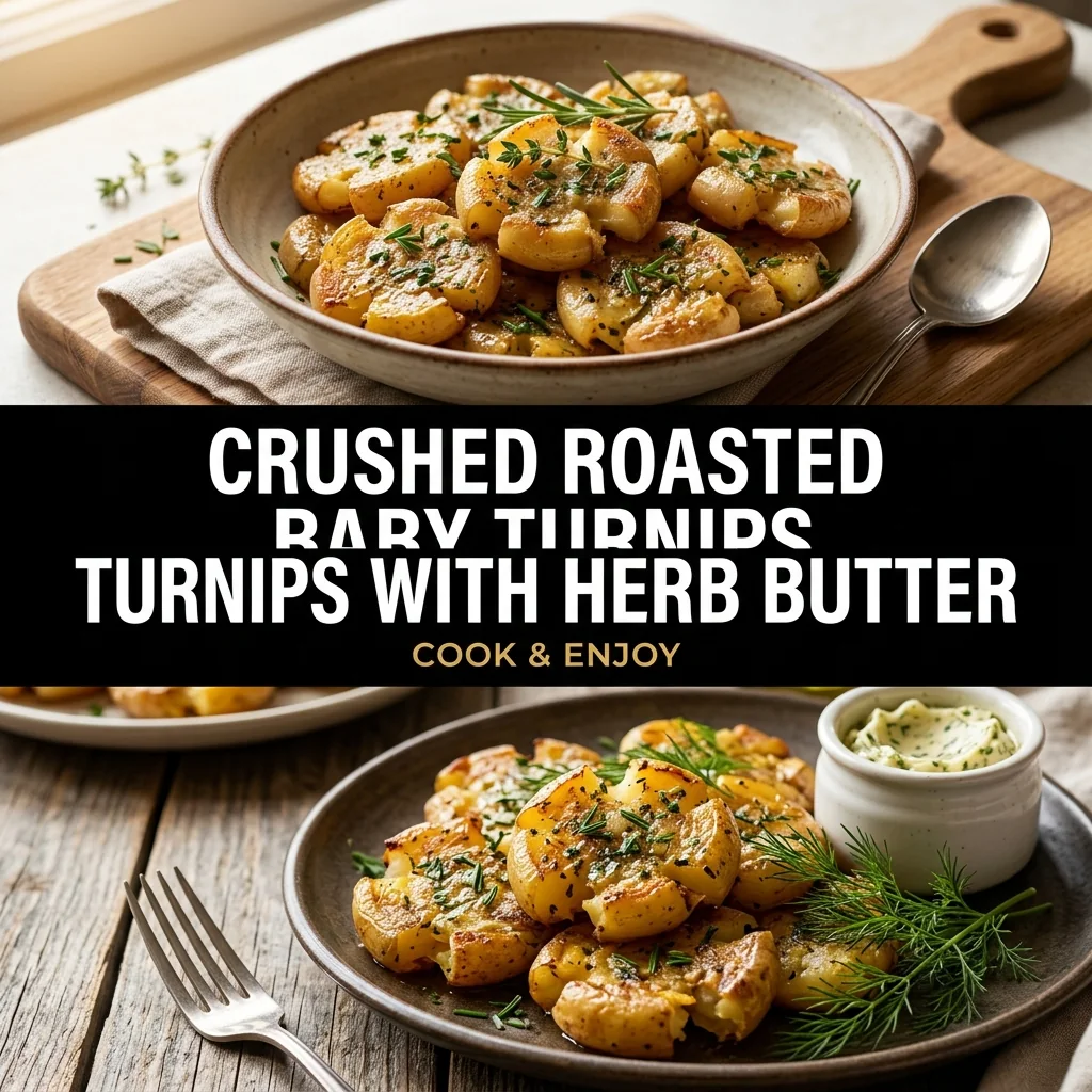 Crushed Roasted Baby Turnips with Herb Butter food illustration