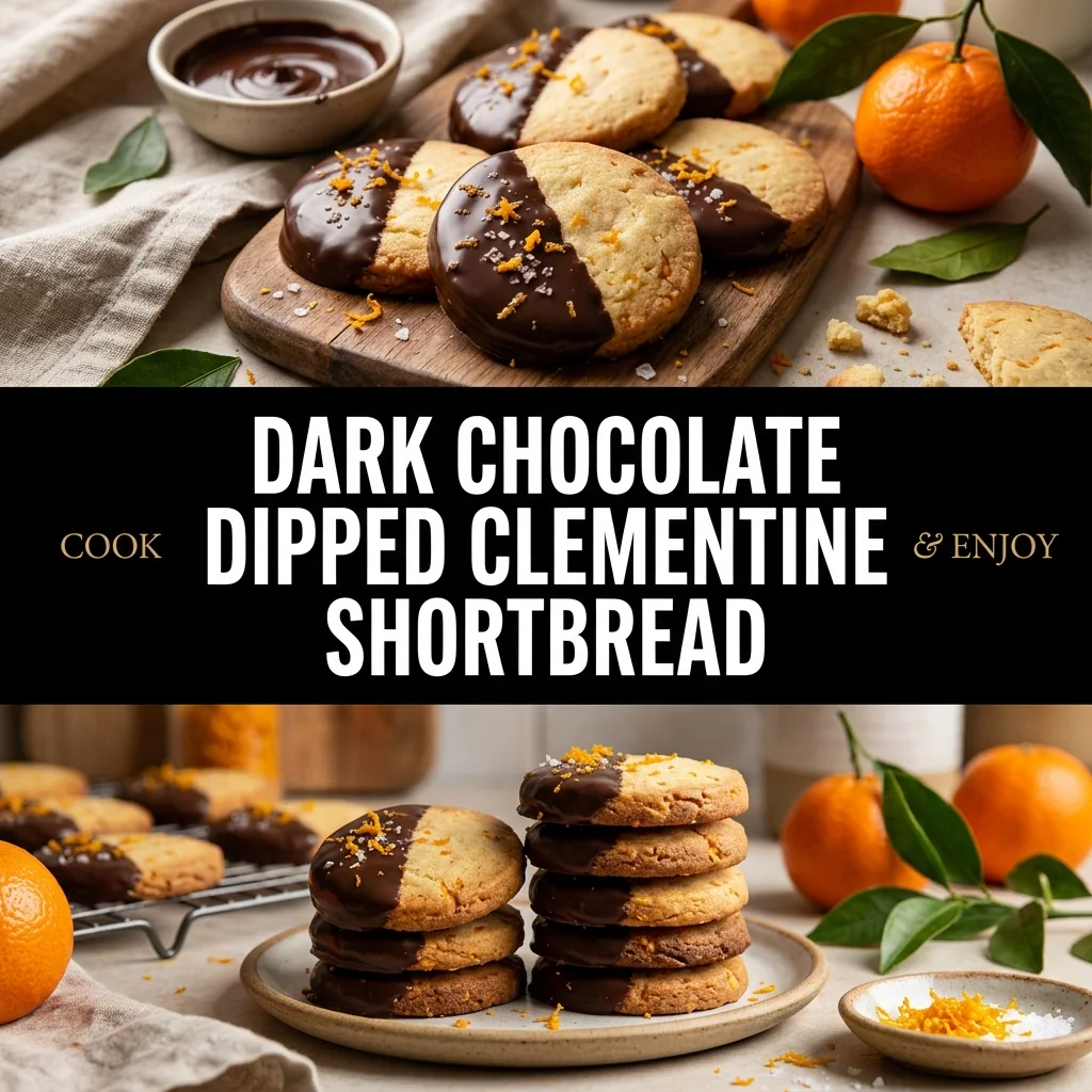 Dark Chocolate Dipped Clementine Shortbread food illustration