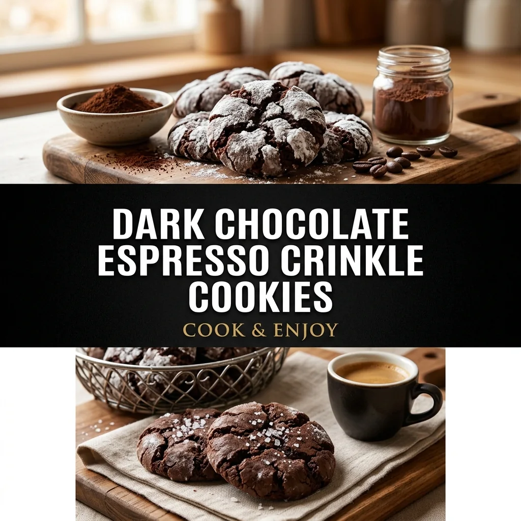 Dark Chocolate Espresso Crinkle Cookies food illustration