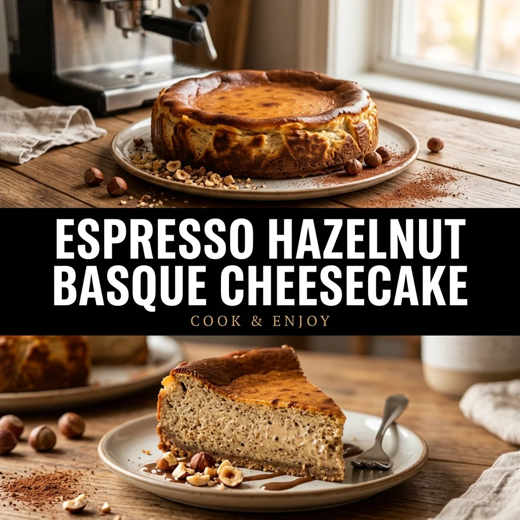 Espresso Hazelnut Basque Cheesecake food illustration