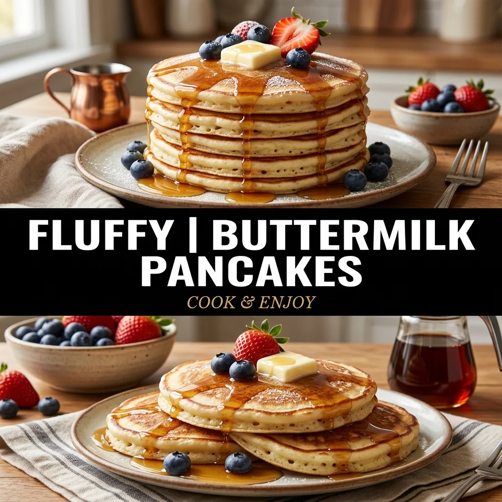 Fluffy Buttermilk Pancakes recipe poster