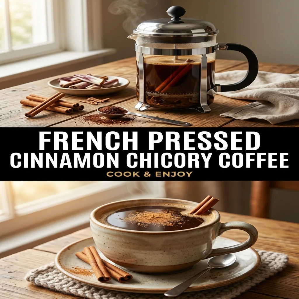 French Pressed Cinnamon Chicory Coffee food illustration