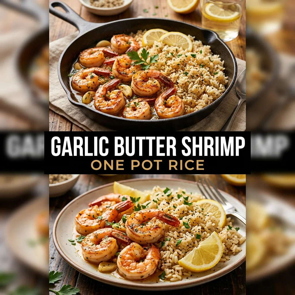 One-Pot Garlic Butter Shrimp & Rice recipe poster