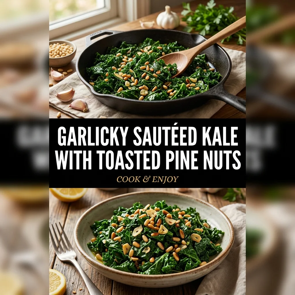 Garlicky Sautéed Kale with Toasted Pine Nuts food illustration