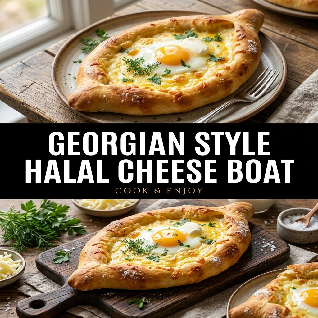 Georgian Style Halal Cheese Boat food illustration
