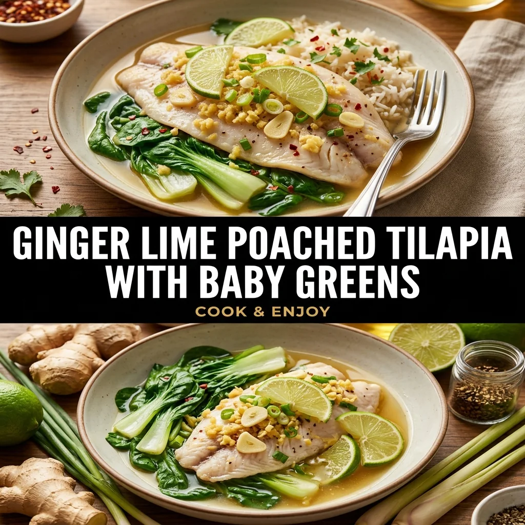 Ginger Lime Poached Tilapia with Baby Greens food illustration