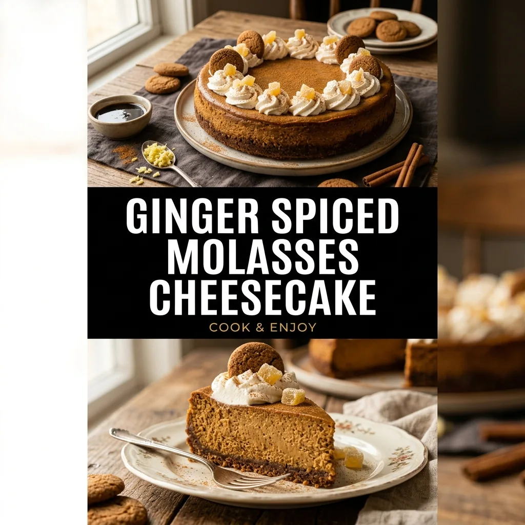 Ginger Spiced Molasses Cheesecake food illustration