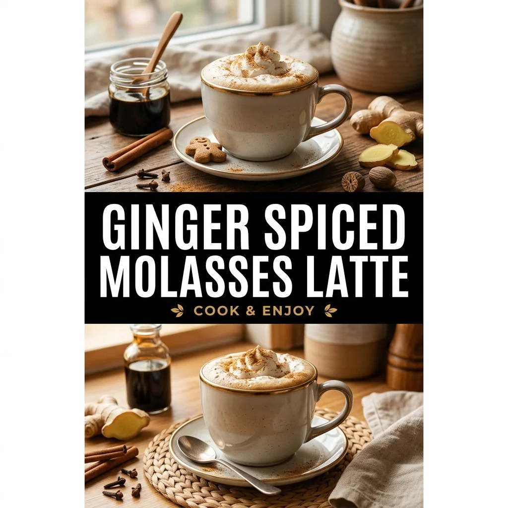 Ginger Spiced Molasses Latte food illustration