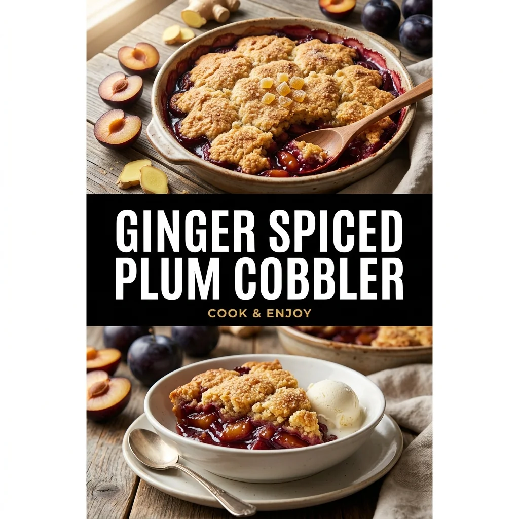 Ginger Spiced Plum Cobbler food illustration
