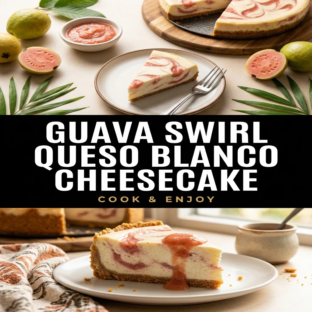 Guava Swirl Queso Blanco Cheesecake food illustration