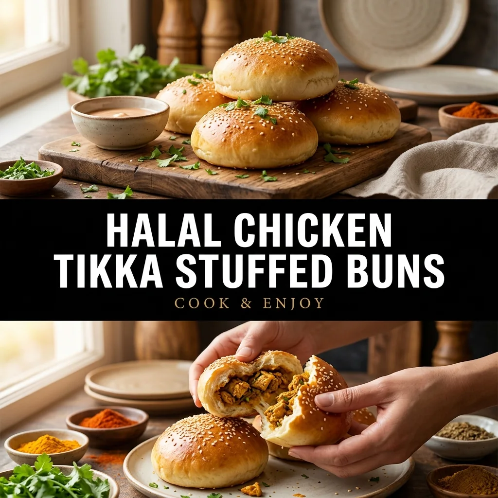Halal Chicken Tikka Stuffed Buns food illustration