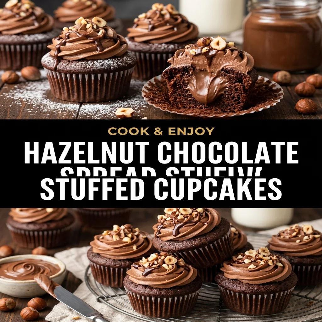 Hazelnut Chocolate Spread Stuffed Cupcakes food illustration
