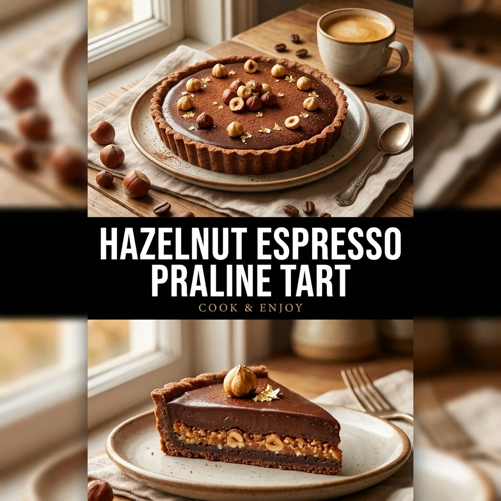 Hazelnut Espresso Praline Tart food illustration