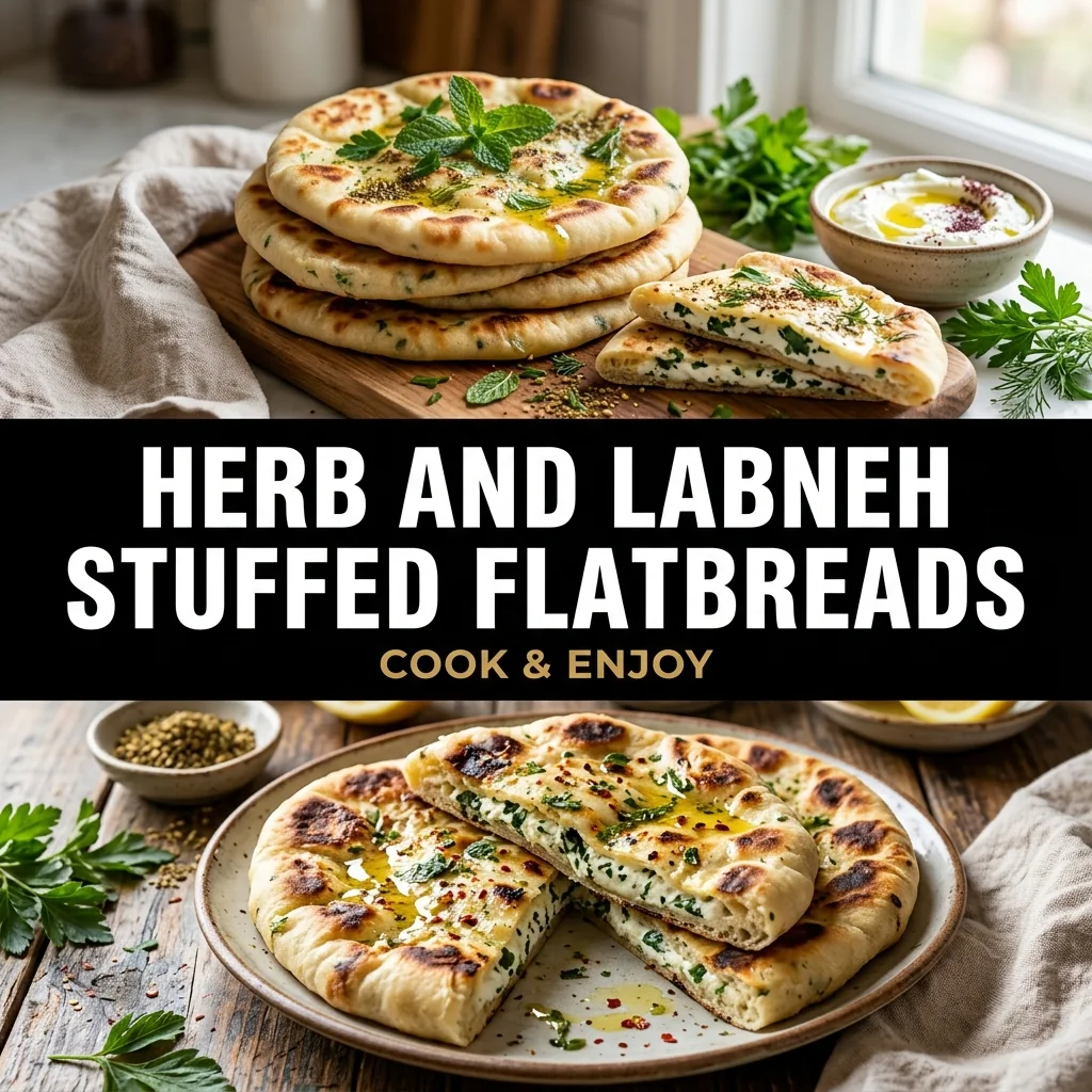 Herb and Labneh Stuffed Flatbreads food illustration