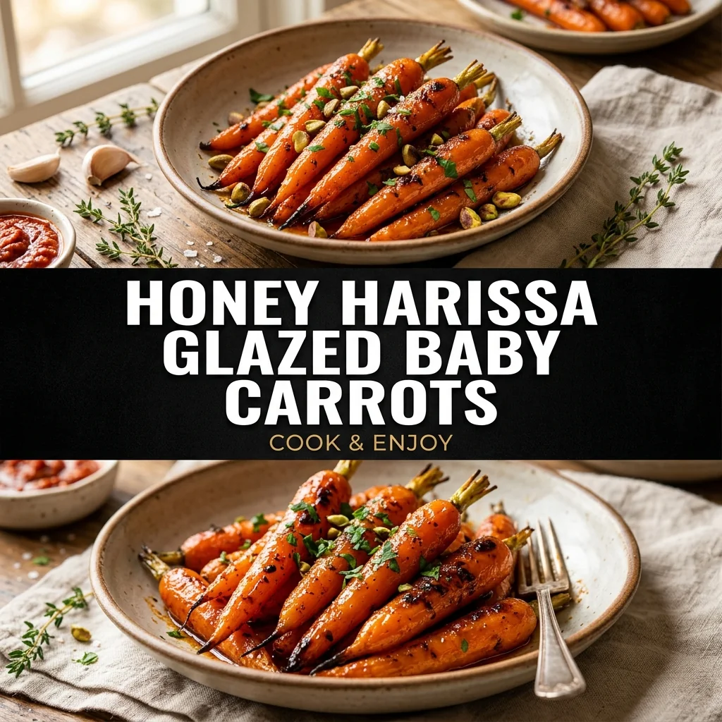 Honey Harissa Glazed Baby Carrots food illustration