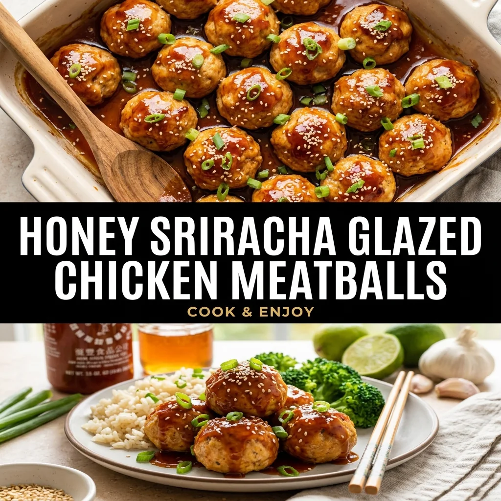 Honey Sriracha Glazed Chicken Meatballs food illustration