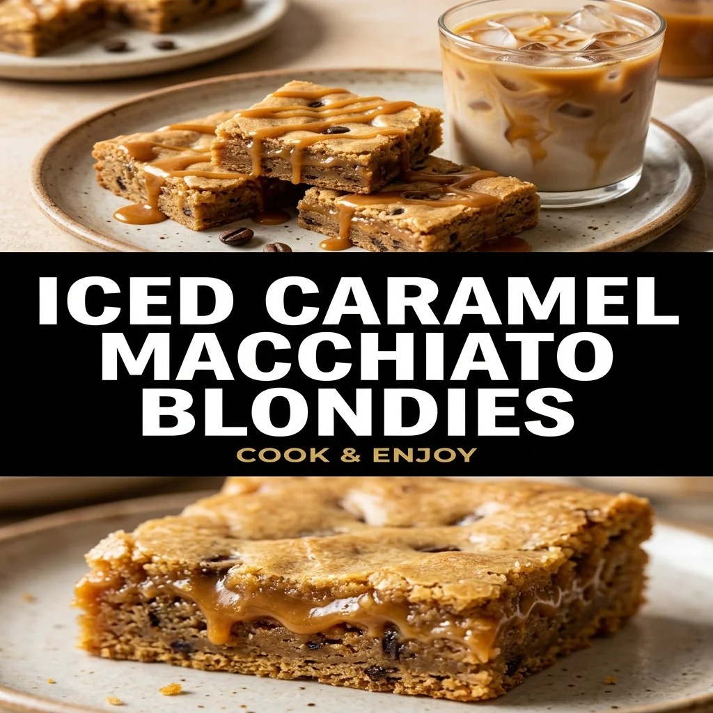 Iced Caramel Macchiato Blondies food illustration
